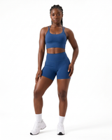 CONJUNTO COLAN CURTO + TOP FITNESS FUSION FEMININO AZUL S