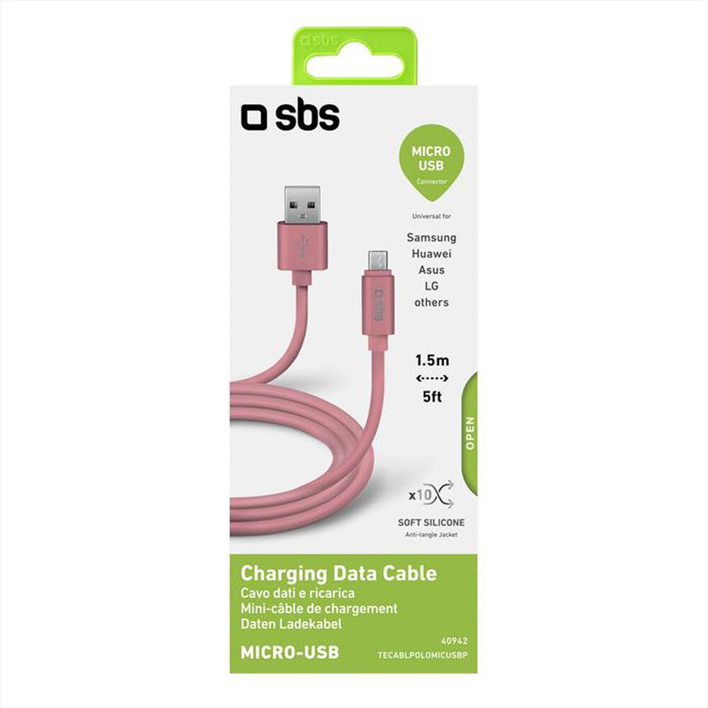 Cabo de dados e carregamento microUSB série Polo - rosa