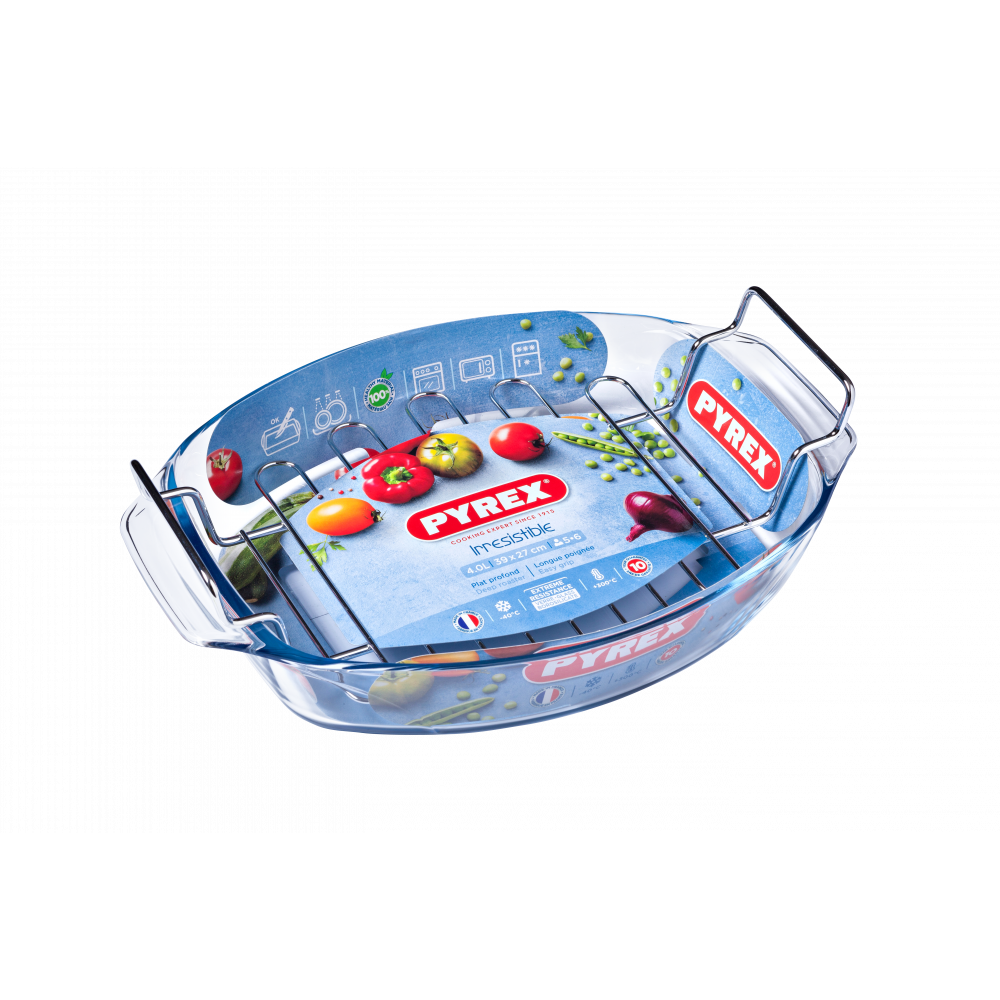 PYREX TRAVESSA OVAL 39x27 COM GRADE - 412U000/7043