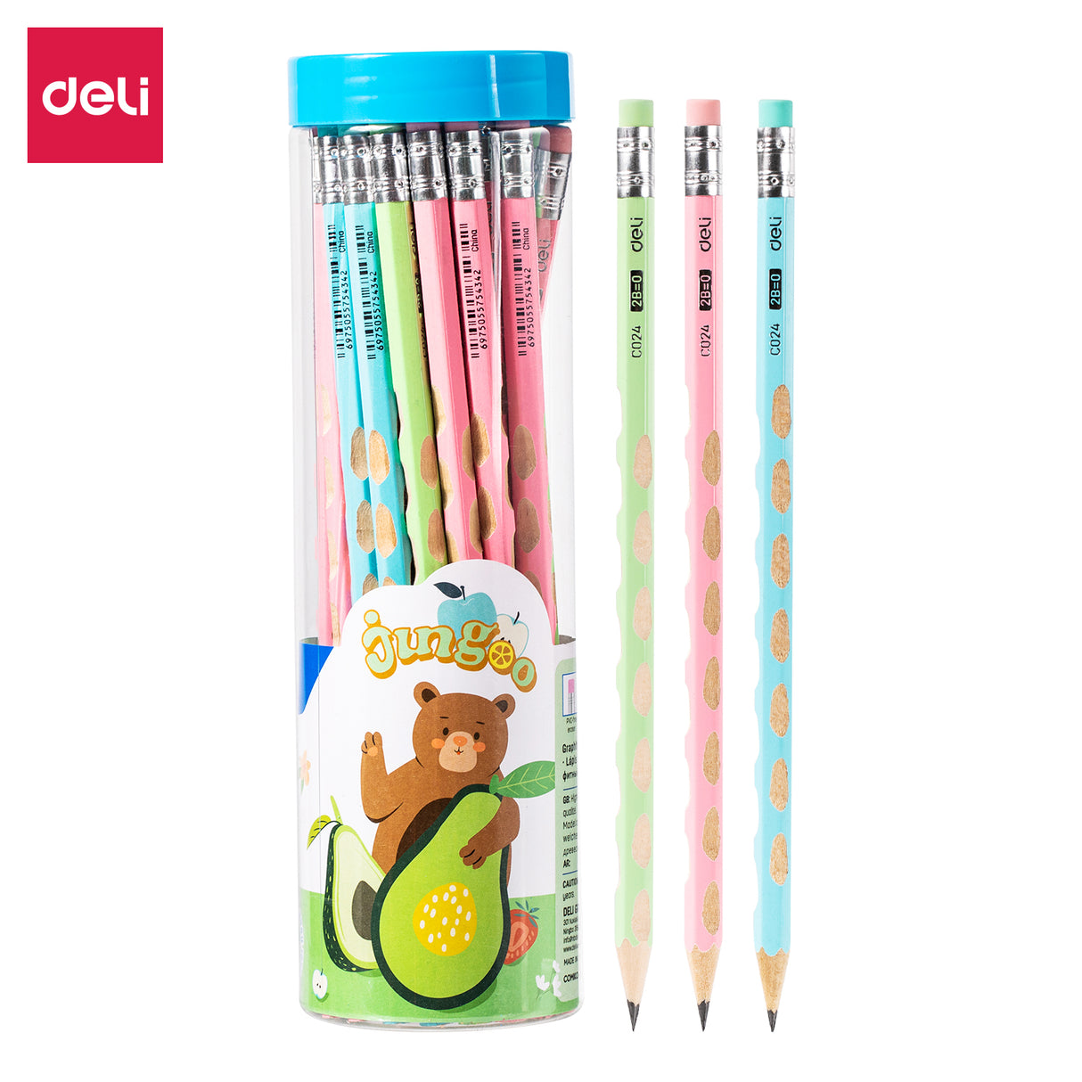Lápis Deli EC024-2B Jungle Writing Pencil (misto) (30 peças/tubo)