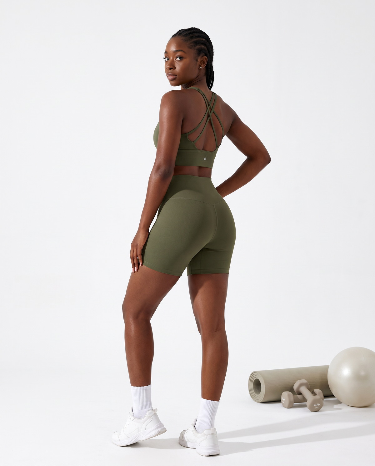 CONJUNTO COLAN CURTO + TOP  FITNESS FUSION FEMININO VERDE L