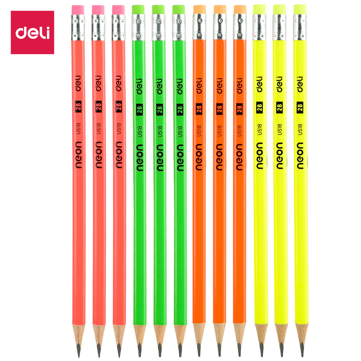 Lápis 2B Deli EU51800 caixa colorida fluorescente (12 unidades/caixa)