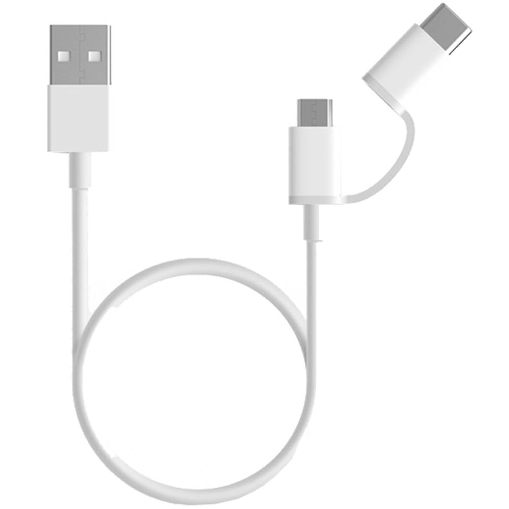 CABO DE CARREGAMENTO CABO XIAOMI MI CHARGING 2 EM 1 MICRO USB PARA TIPO-C 1M BRANCO