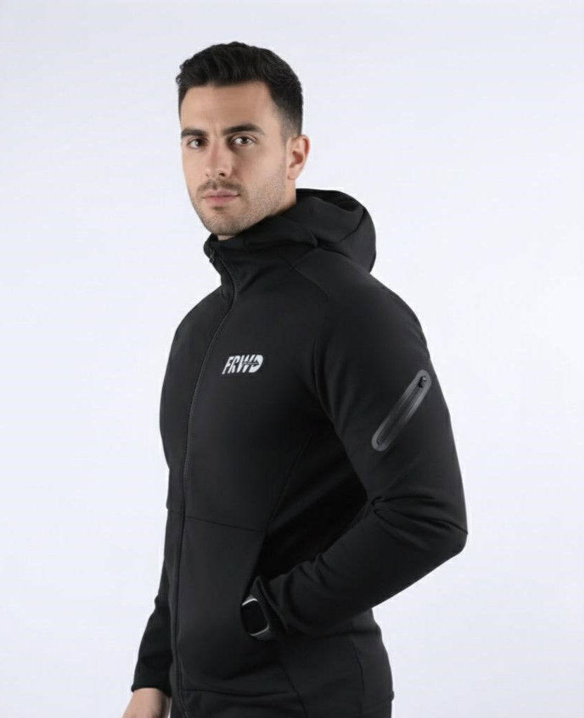 CASACO DE POS TREINO PRETO FORWARD COM CAPUCHINHO-M