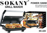 Sanduicheira Sokany Grill, 1200 Watt, Preto - SK-220