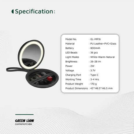 Green Lion Bolsa Mini Makeup Pouch – Preto