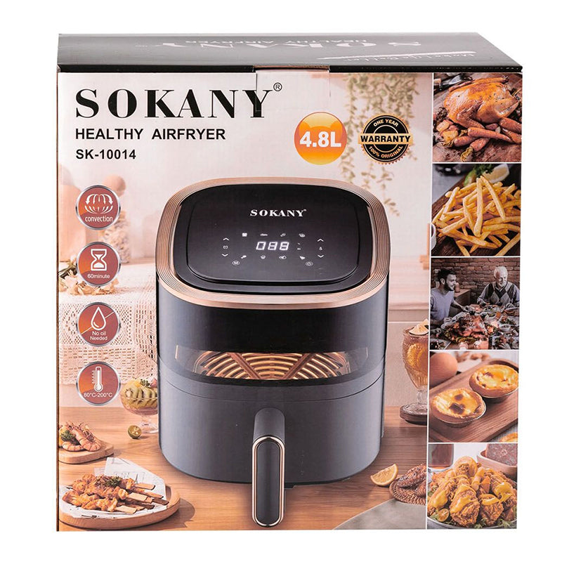Sokany SK-10014 Fritadeira-Fritadeira Multifuncional 4.8 Litros 1300 W Aerogril 4.8L Sokany SK-10014 Cor Cinza