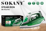 Ferro de Passar Roupas 2200 Watts 480ml - SOKANY SK-YD-2118G Verde