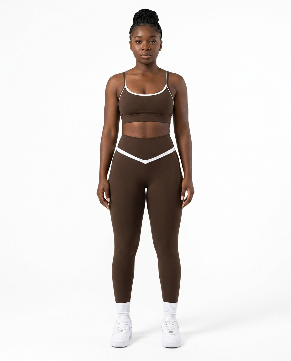 CONJUNTO FITNESS FEMININO VECTOR CASTANHO S