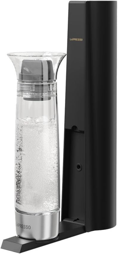 Máquina de Água com Gás Lepresso com Botão de Liberação de Pressão, Carbonatação Eficiente, Portátil & Compacto, Capacidade de 800ML, Design Patenteado, Máquina de Água com Gás, Enchimento de Gás a partir do Botão