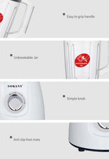 Liquidificador Misturador 2 em 1 Sokany SK-185 500w Branco