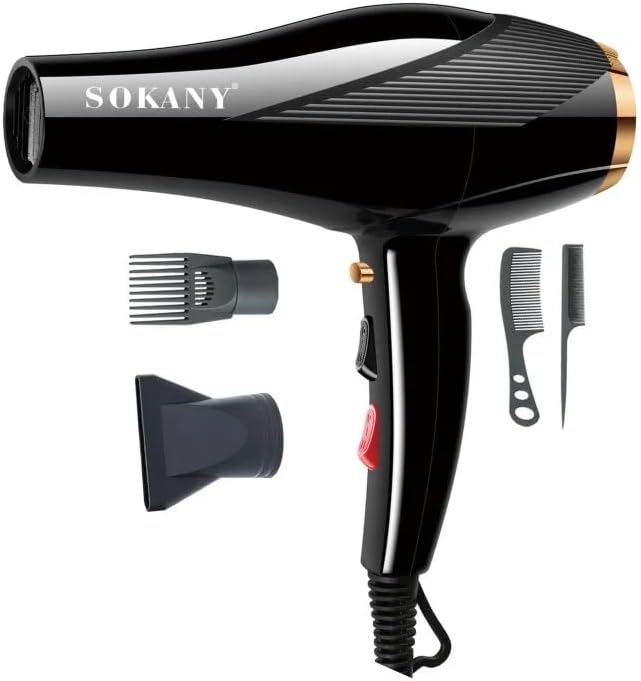 Secador de Cabelo Profissional 4-em-1 Sokany SK-2214 2600W, Preto