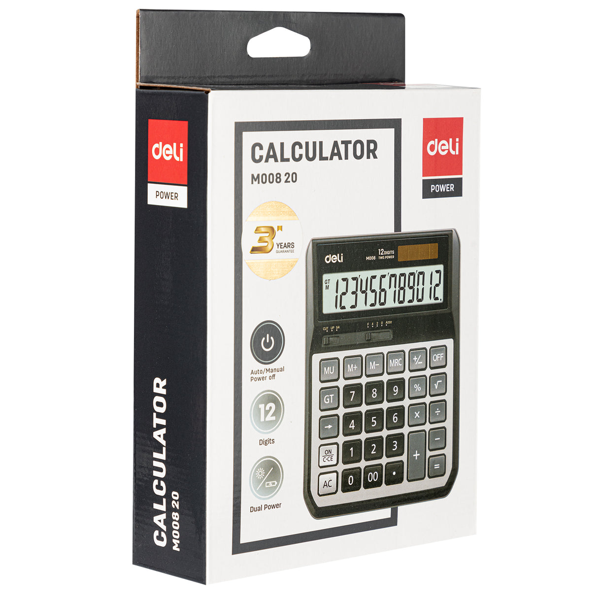 Calculadora de mesa Deli EM00820 (cinza prateado)