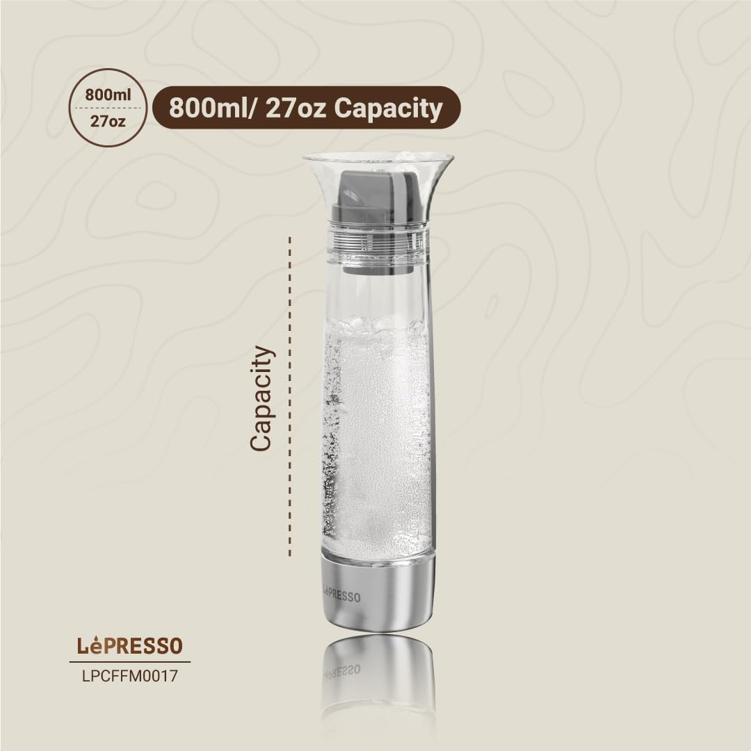Máquina de Água com Gás Lepresso com Botão de Liberação de Pressão, Carbonatação Eficiente, Portátil & Compacto, Capacidade de 800ML, Design Patenteado, Máquina de Água com Gás, Enchimento de Gás a partir do Botão