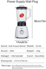 Liquidificador Misturador 2 em 1 Sokany SK-185 500w Branco