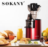 SOKANY JE-25 300W Espremedor de Mastigação Lenta, Calha Grande de 80mm, Jarro de Suco, Recipiente de Polpa, Livre de BPA, Fácil de Limpar, Espremedor Lento Inteiro para Frutas e Legumes, Vermelho