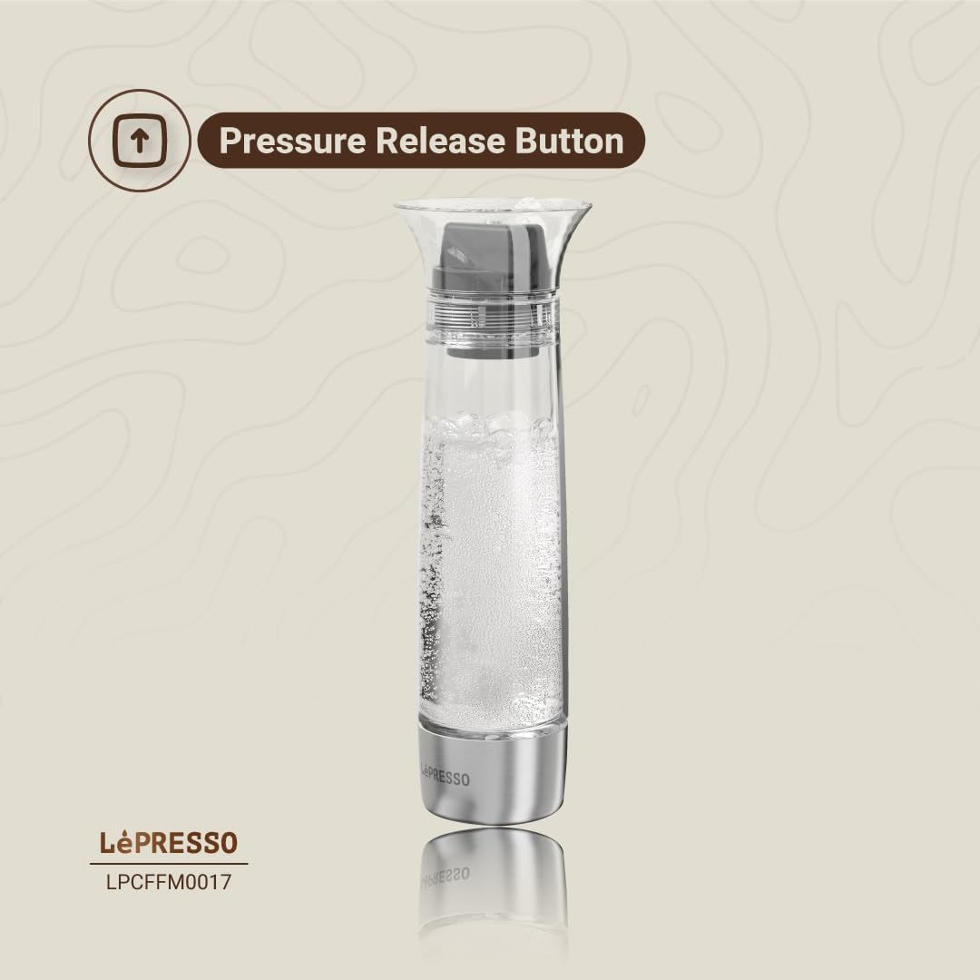 Máquina de Água com Gás Lepresso com Botão de Liberação de Pressão, Carbonatação Eficiente, Portátil & Compacto, Capacidade de 800ML, Design Patenteado, Máquina de Água com Gás, Enchimento de Gás a partir do Botão