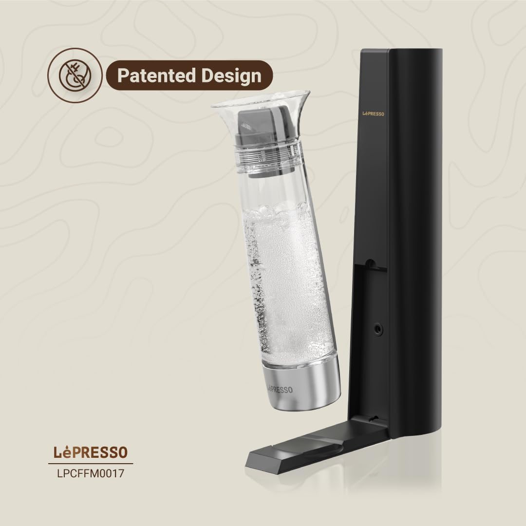 Máquina de Água com Gás Lepresso com Botão de Liberação de Pressão, Carbonatação Eficiente, Portátil & Compacto, Capacidade de 800ML, Design Patenteado, Máquina de Água com Gás, Enchimento de Gás a partir do Botão