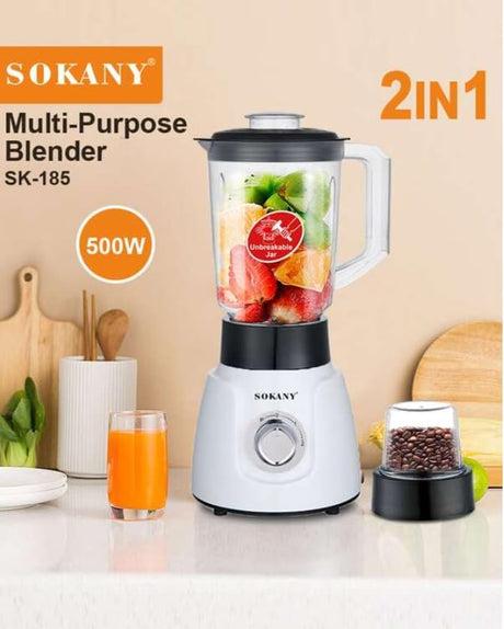 Liquidificador Misturador 2 em 1 Sokany SK-185 500w Branco