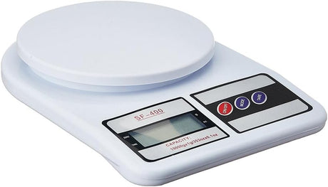 Balança de cozinha digital eletrônica multifuncional - opção de tara - visor LCD SF-400 - gramas e onças (10.000 g) para medição exata de ingredientes para cozinhar ou assar (branco/plástico)