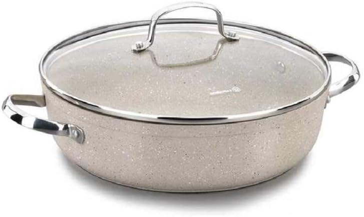 Panela Korkmaz A1854 Granita Alumínio Forjado Short Pot | Pote de Revestimento de Granito Antiaderente | Panelas com base de indução 24x6,5 cm