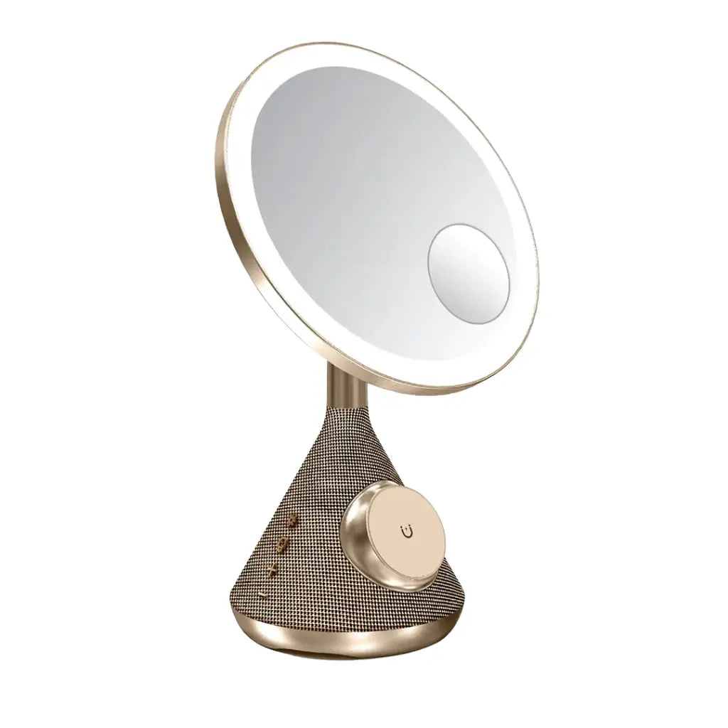 Porodo Lifestyle Carregador Magnético Zoomed 15W 3 em 1 com Coluna e Espelho – Dourado