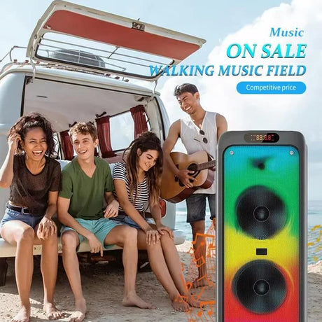 Caixa de Som BTS-1387 Dual 10 polegadas Chama LED luz SPEAKER - Subwoofer de energia sem fio Outdoor Bluetooth Speaker Com microfone sem fio.