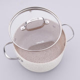 Caçarola de alumínio forjado Korkmaz Granita | Panelas de Base de Indução de Revestimento de Granito | Panela de sopa de alumínio com tampa de vidro 28x14,5cm / 8,0l.