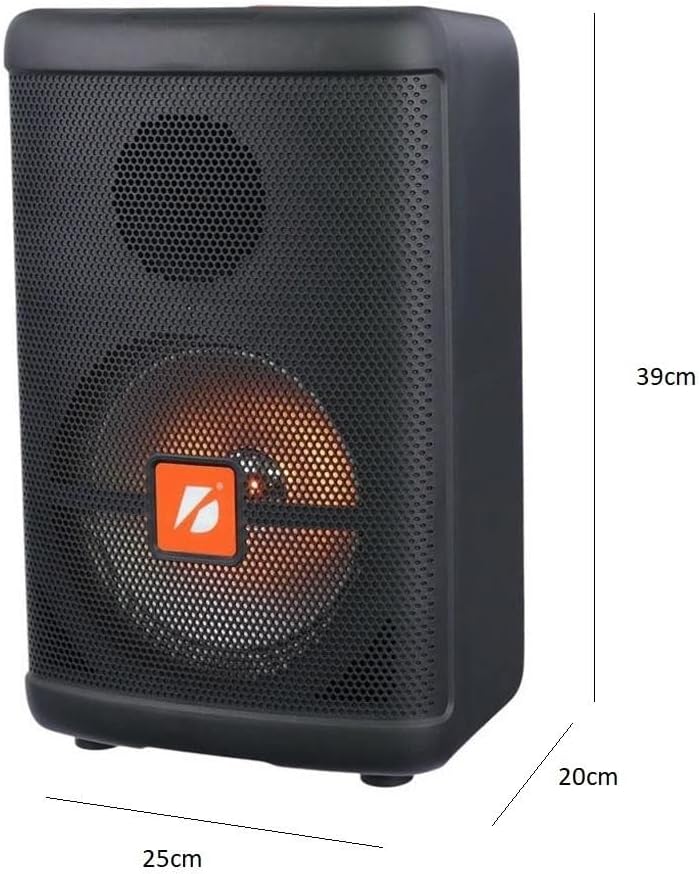 Caixa de Som Bluetooth KTS-1279, 8 Polegadas, com Microfone sem Fio, Karaokê, Luz RGB, Controle Remoto, Preta