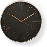 NEDIS CLWA013PC30BK Relógio de Parede Circular | 30 cm de diâmetro | Preto & Ouro
