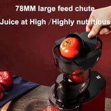 SOKANY JE-25 300W Espremedor de Mastigação Lenta, Calha Grande de 80mm, Jarro de Suco, Recipiente de Polpa, Livre de BPA, Fácil de Limpar, Espremedor Lento Inteiro para Frutas e Legumes, Vermelho