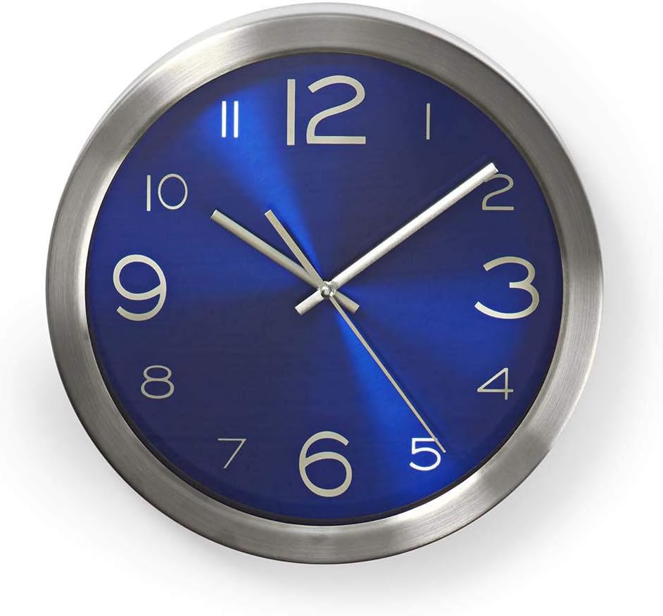 NEDIS CLWA010MT30BU Relógio de Parede Diâmetro do Círculo 30 cm Azul e Aço Inoxidável
