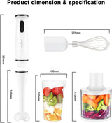 SOKANY Liquidificador de mão, 800 W com 750 ml BPA-livre Beaker, 450 ml Chopper, batedor, velocidade dupla, para Shakes, Smoothies, comida de bebê, sopas & Mais, Branco Varinha mágica 600W