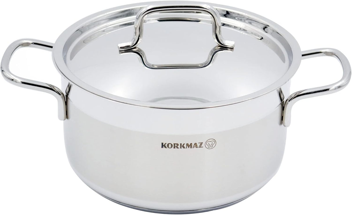 Panela Korkmaz em Aço Inoxidável Alfa, Prata, 26Cm, 1025