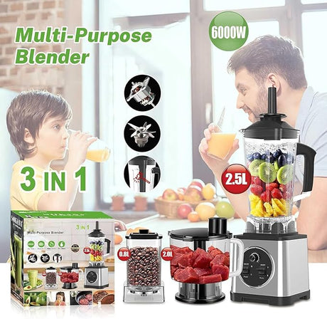 Sokany SK-03034 Liquidificador de aço inoxidável 3 em 1 - 6000W, 2.5L
