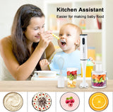 SOKANY Liquidificador de mão, 800 W com 750 ml BPA-livre Beaker, 450 ml Chopper, batedor, velocidade dupla, para Shakes, Smoothies, comida de bebê, sopas & Mais, Branco Varinha mágica 600W