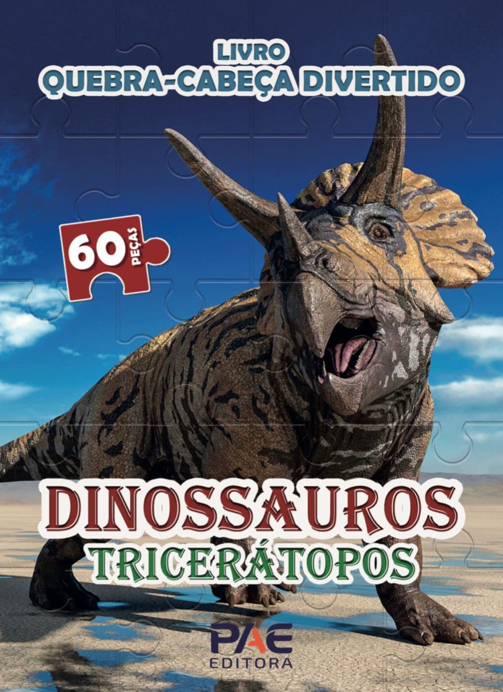 LIVRO QUEBRA-CABECA DIVERTIDO DINOSSAUROS TRICER