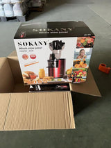 SOKANY JE-25 300W Espremedor de Mastigação Lenta, Calha Grande de 80mm, Jarro de Suco, Recipiente de Polpa, Livre de BPA, Fácil de Limpar, Espremedor Lento Inteiro para Frutas e Legumes, Vermelho