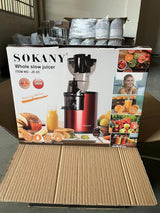 SOKANY JE-25 300W Espremedor de Mastigação Lenta, Calha Grande de 80mm, Jarro de Suco, Recipiente de Polpa, Livre de BPA, Fácil de Limpar, Espremedor Lento Inteiro para Frutas e Legumes, Vermelho
