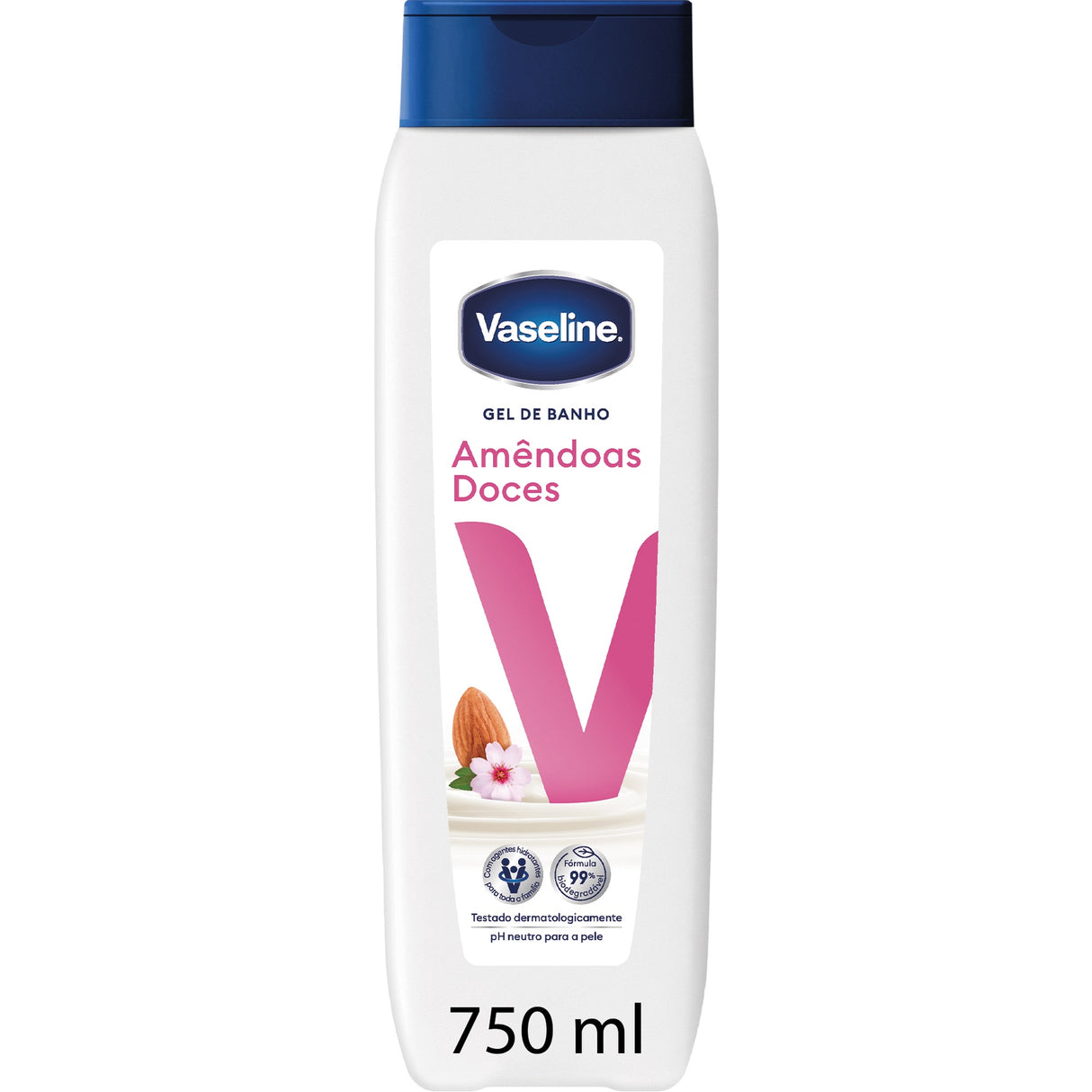 VASELINE GEL BANHO 750ML AMÊNDOA DOCES