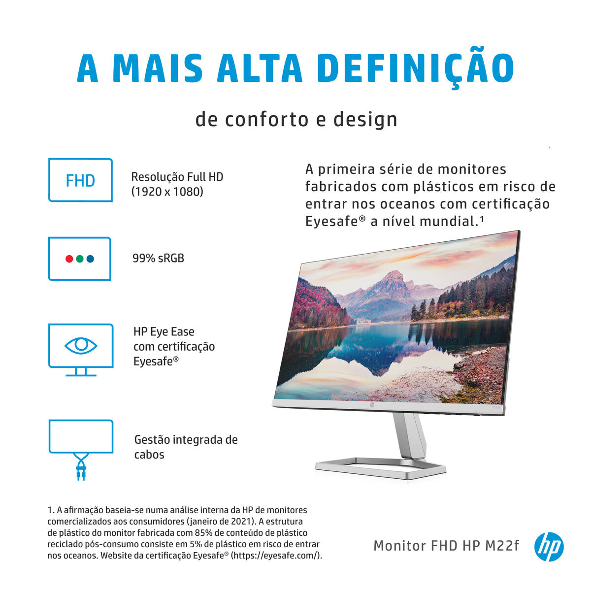 MONITOR 21,5' HP M22f FHD VGA/HDMI