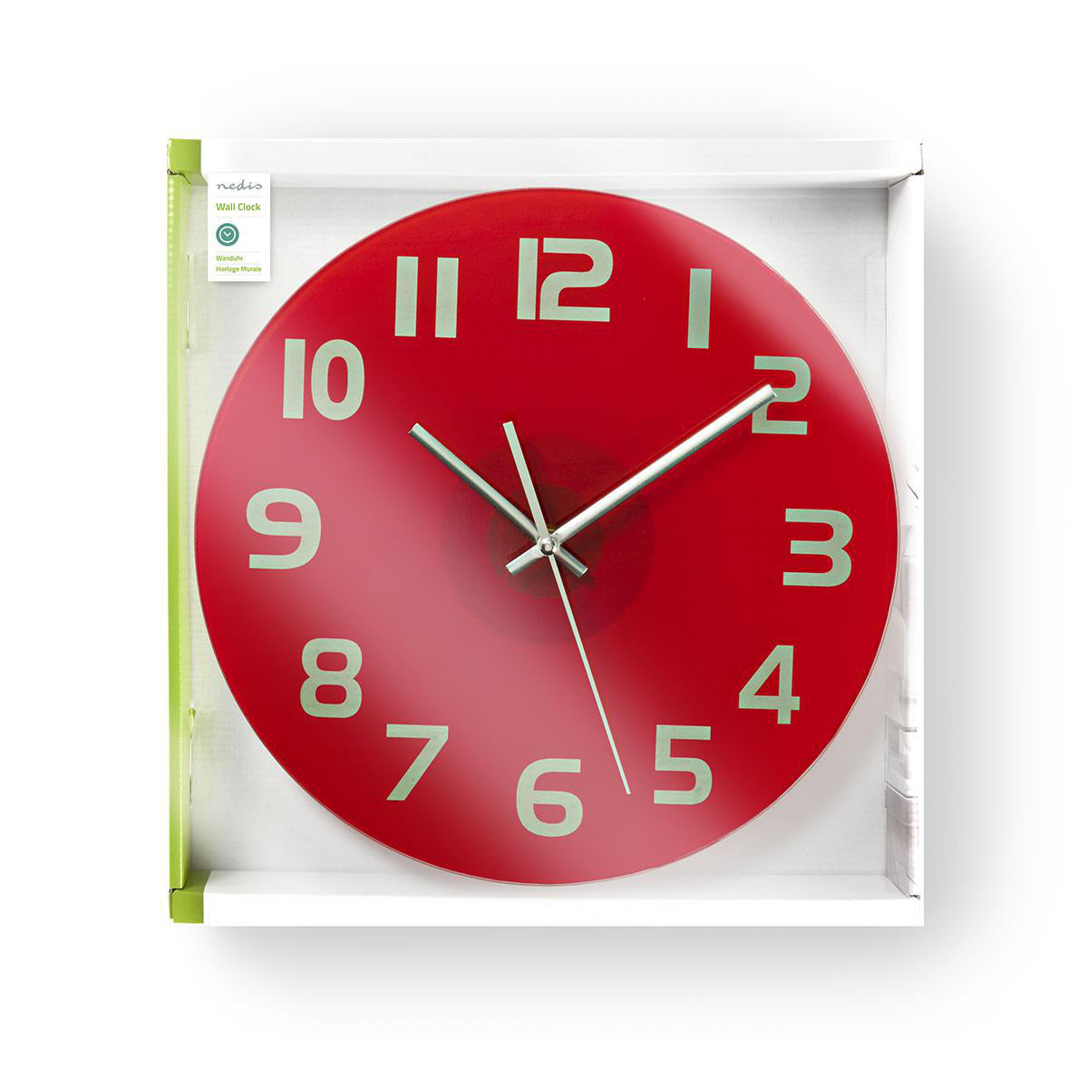 Relógio de Parede Nedis Diâmetro 300 mm Vidro Vermelho - CLWA006GL30RD