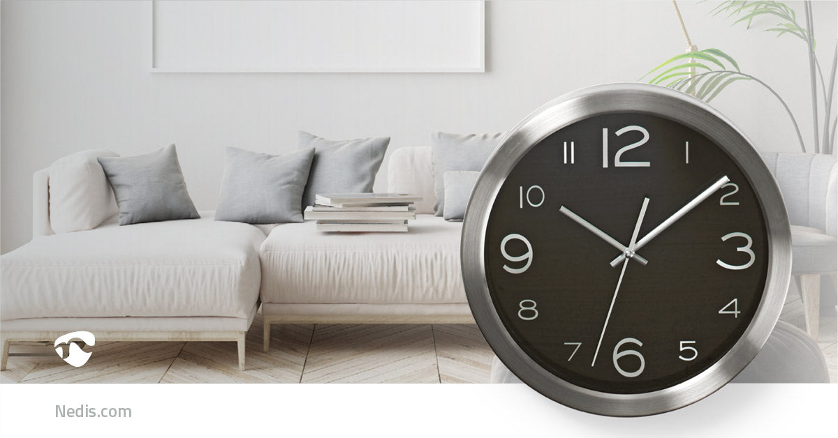 Relógio de parede Diâmetro: 300 mm | Aço inoxidável | Preto / Prata | CLWA010MT30BK