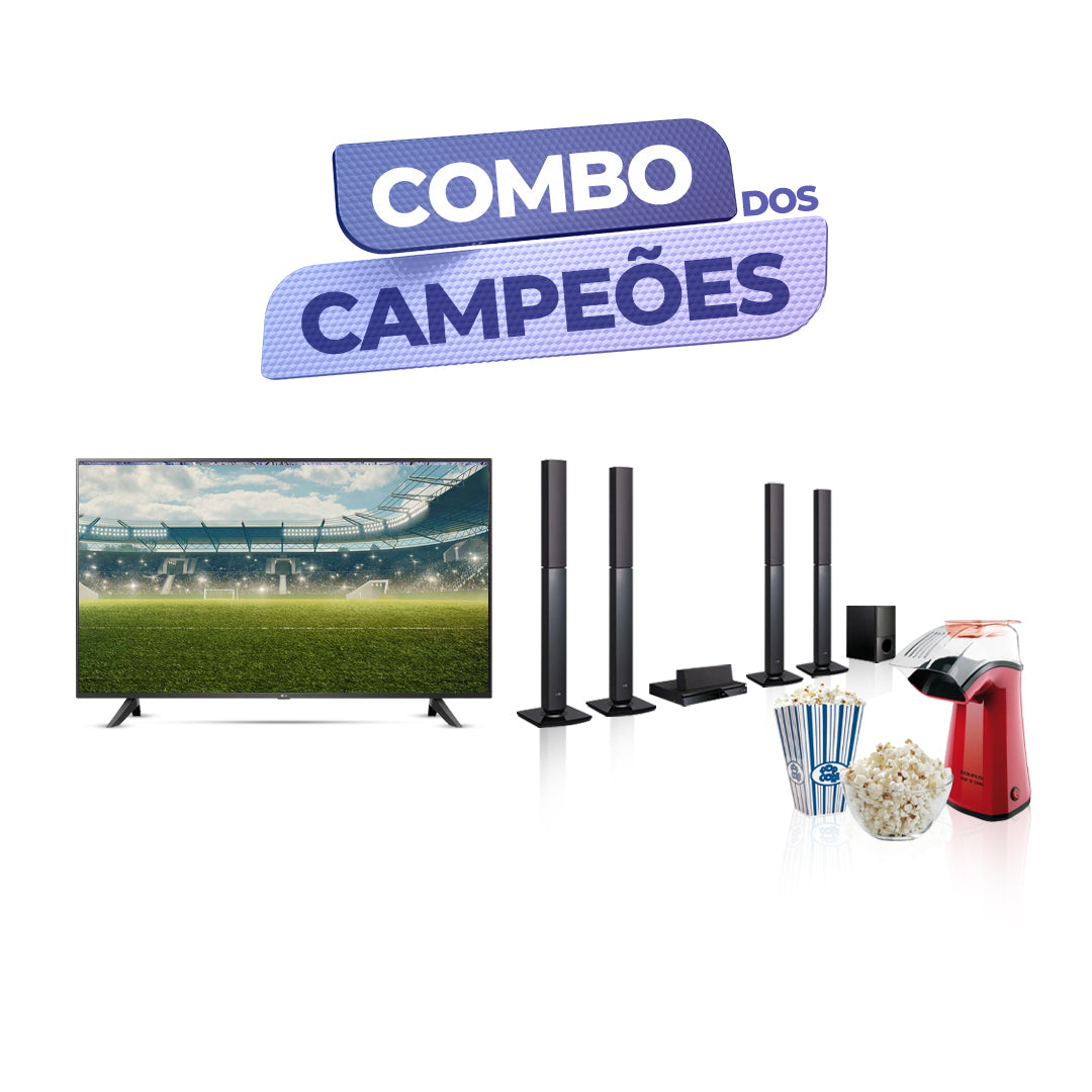 COMBO DOS CAMPÕES LG UHD 4K SMART TV 50 + LG HOME CINEMA LHD655BT + MÁQUINA DE PIPOCAS 1100 W