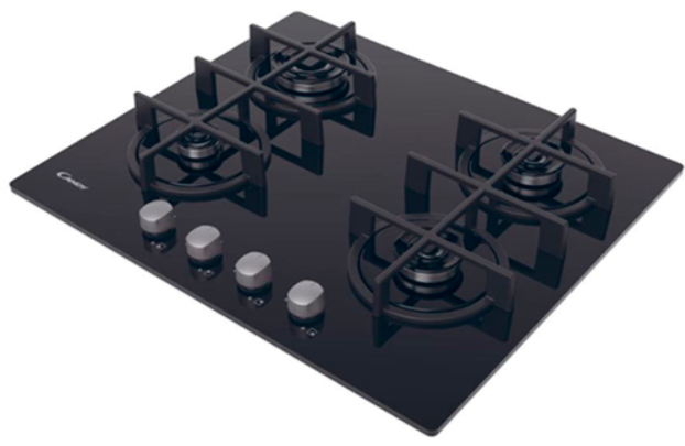 Placa Gás em Vidro Candy, 4 Zonas, 60 cm, CVG6B