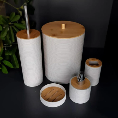 Kit conjunto para banheiro 5 peças na cor Preto