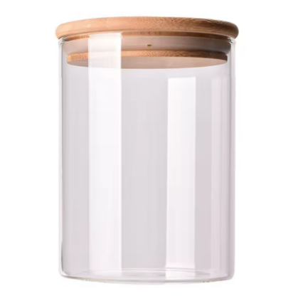 Pote de vidro com Tampa de bambu hermética, frasco de chá de vidro, garrafas de armazenamento, frascos, recipientes de armazenamento de alimentos, caixas de vidro, caixas seladas, armazenamento doméstico