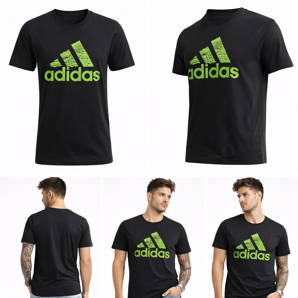 1033 Adidas T-Shirt dry fit Masculino Preta/verde Tamanho 3XL