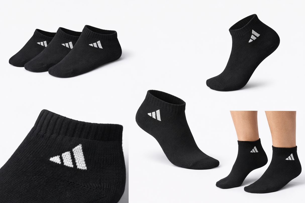 Adidas Meias Curtas (S) 36-39 Preta (Conjunto 3) Tamanho S