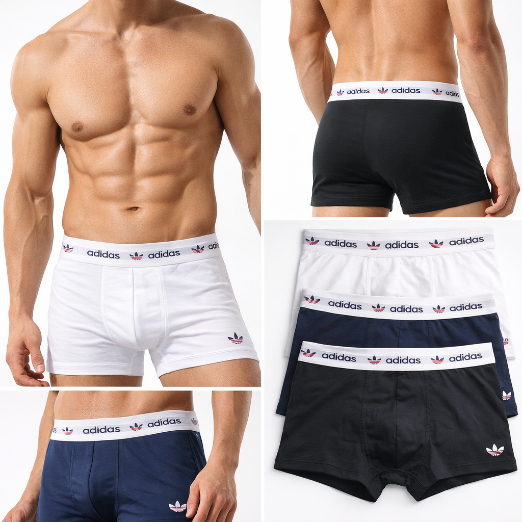 Adidas Boxer Comfort Flex Cotton 3 Stripes (Conjunto 3) Tamanho XL